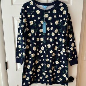 Draper James Magnolia Navy Floral Sweatshirt Dress